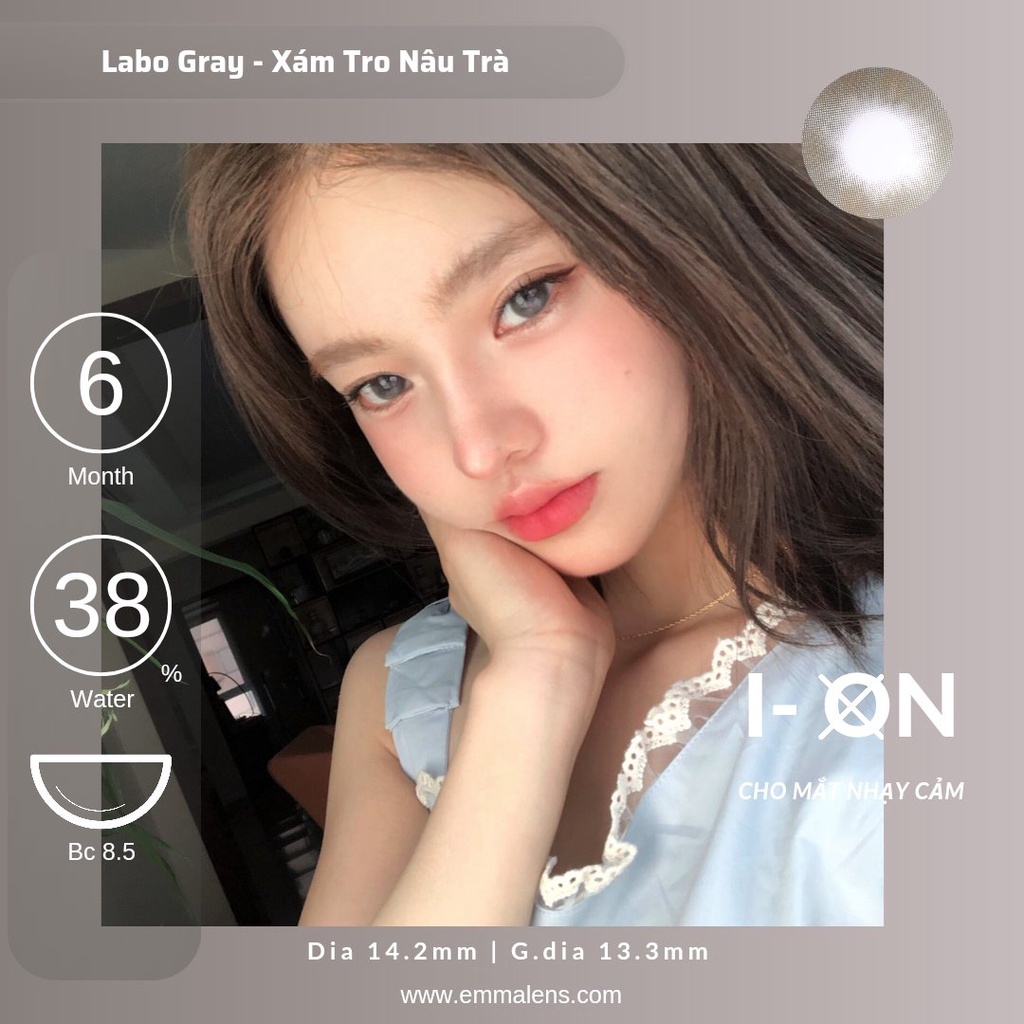 Kính áp tròng Labo Gray | Lens xám tây | Emma Lens