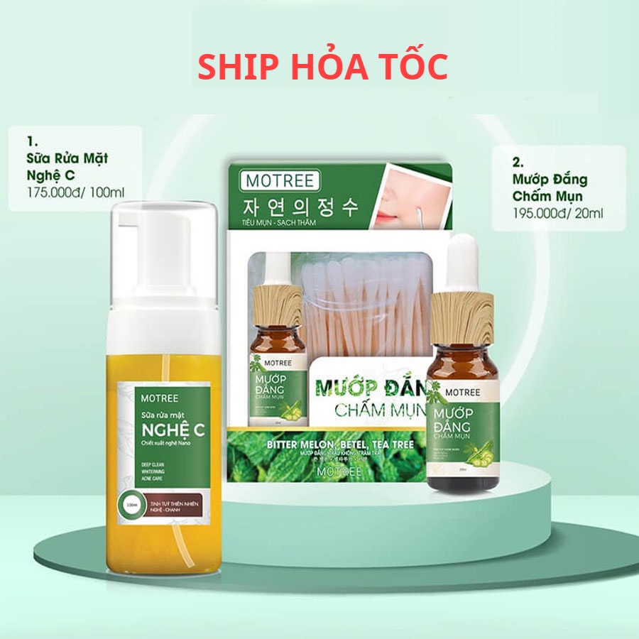 (Đã bán 8) (Ship Liền) Sữa Rửa Mặt & Serum Chấm Mụn 4H Motree, Chiết Xuất Từ Mướp Đắng - Nghệ Tự Nhiên.
