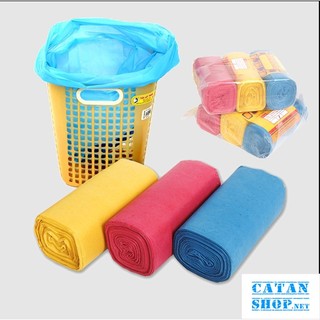 Set 3 Cuộn Túi Rác Màu, Túi Rác Đen Bao Đựng Rác Không Quai Sinh Học Size Trung 55 x 65cm