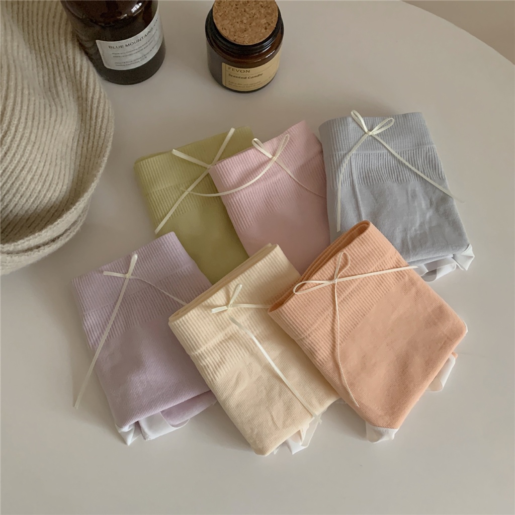 Quần Lót Cotton Mềm Mại Kháng Khuẩn Thân Thiện Với Da Không Đường May Đính Nơ Thời Trang Cho Nữ