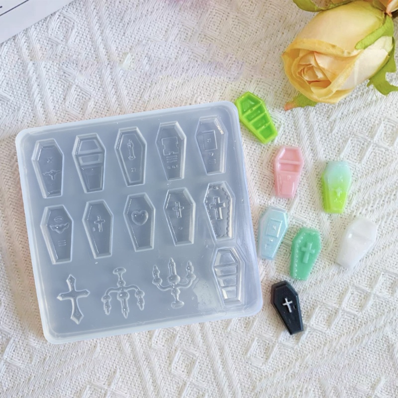Flgo Hình Quan Tài Khuôn Làm Đầy Thủ Công Cát Nhanh Chất Làm Nhựa Khuôn DIY Làm Handmade