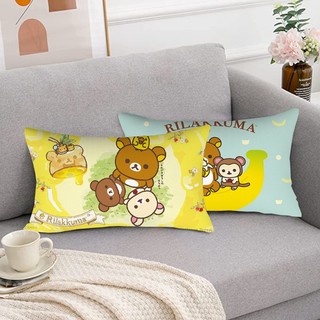 Rilakkuma Vỏ Gối Hình Chữ Nhật Hoạt Hình Dễ Thương Quà Tặng Trẻ Em Một Mặt In Polyeste Sofa Đệm Trang Trí Nhà Cửa (Không Có Lõi)