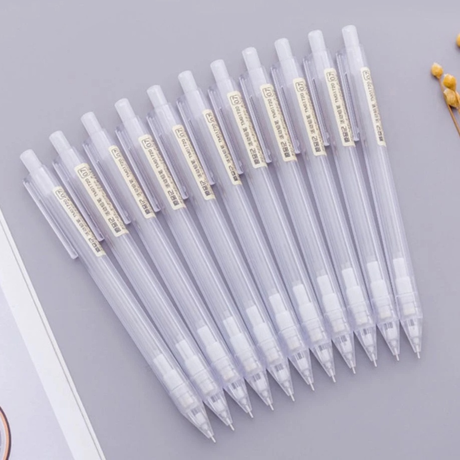 [Đặc trưng] 1 Bút Chì Bấm 0.5 / 0.7mm Trong Suốt Thiết Kế Đơn Giản