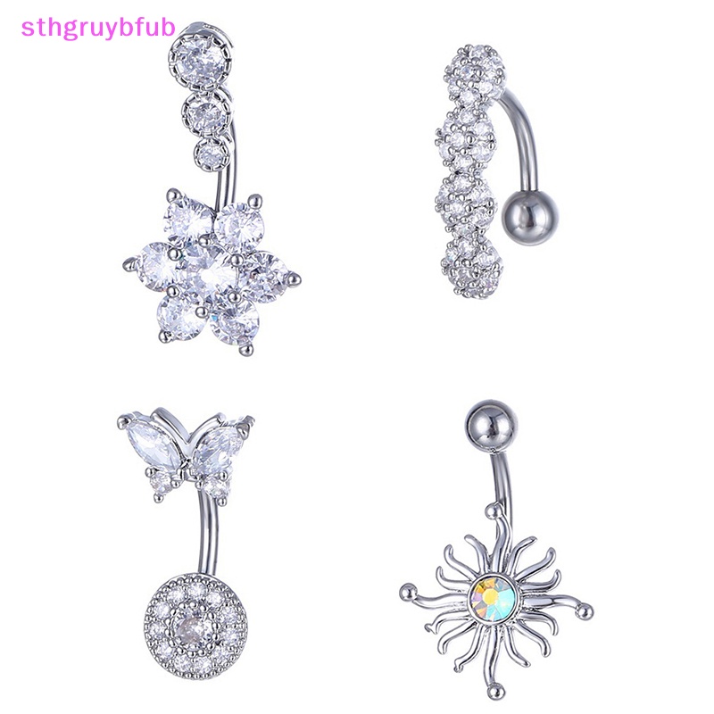 Khuyên RốN HìNh Tim ĐíNh Đá BằNg ThéP Không Gỉ