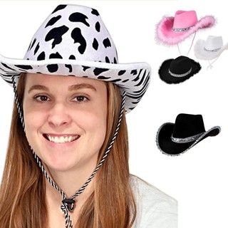 CLKLACEMASK Bò Cô Gái Nón Sequin Ngộ nghĩnh Cao Bồi Phụ Kiện Cosplay Hiệu Suất Bachelorette Đảng Mũ