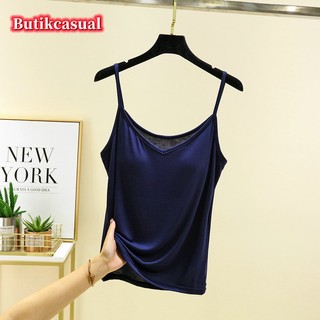Phụ Nữ Ngực Miếng Lót Cổ Chữ V Camisole modal cotton Trơn Camisoles 2025 Mùa Hè Mỏng Áo Thường Ngày