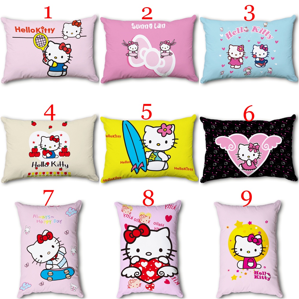 Vỏ Gối Chữ Nhật Một Mặt In Hình Hello Kitty Màu Hồng Dễ Thương Trang Trí Nhà Cửa (Không Kèm Lõi)