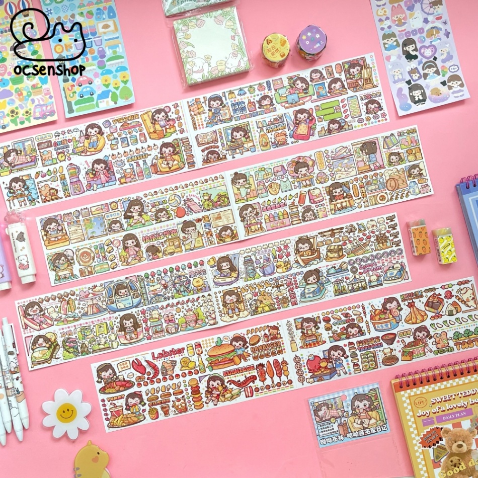 Sticker bảng dài Em bé tóc nâu