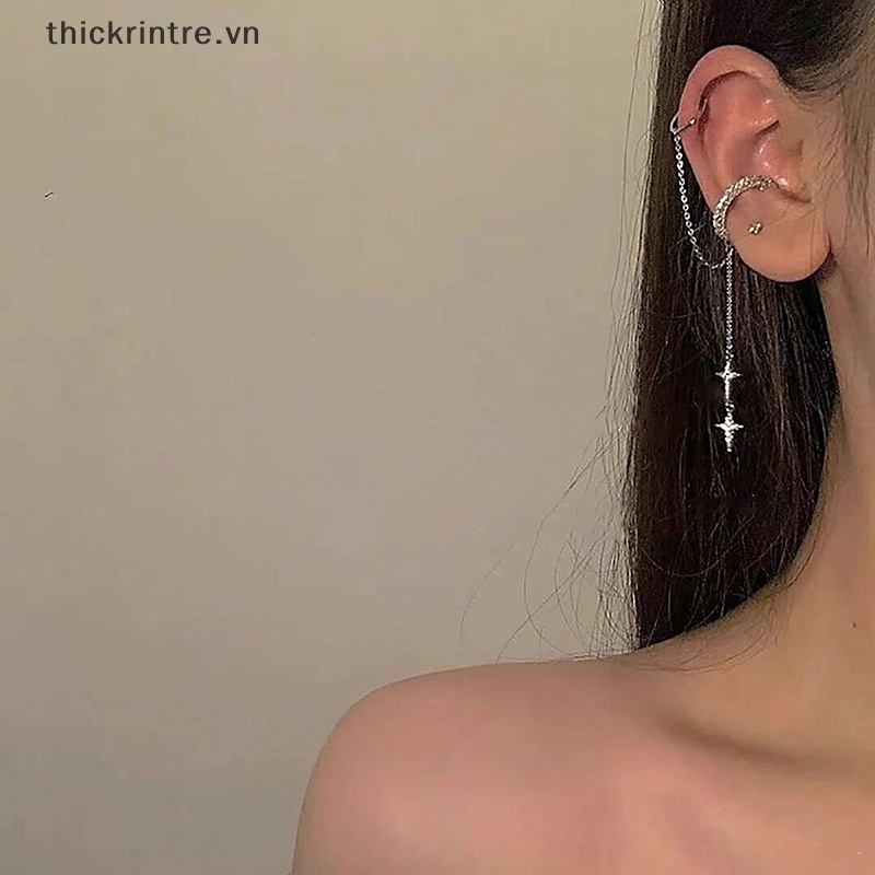 Khuyên Kẹp Vành Tai Không Xỏ Lỗ Đính Đá Pha Lê Lấp Lánh Thời Trang Cho Nữ