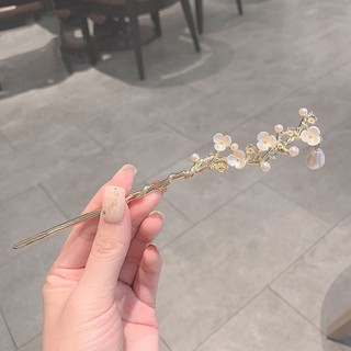Trâm Cài Tóc Đính Hoa Trà Và Ngọc Trai Phong Cách Trung Hoa Cổ Điển Cao Cấp