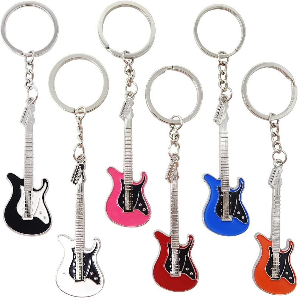 Móc khóa đàn Guitar JSJJING, Mặt dây chuyền túi hợp kim kẽm di động, Trang sức phong cách Hàn Quốc Bass Yếu tố âm nhạc Vòng chìa khóa xe Cặp đôi
