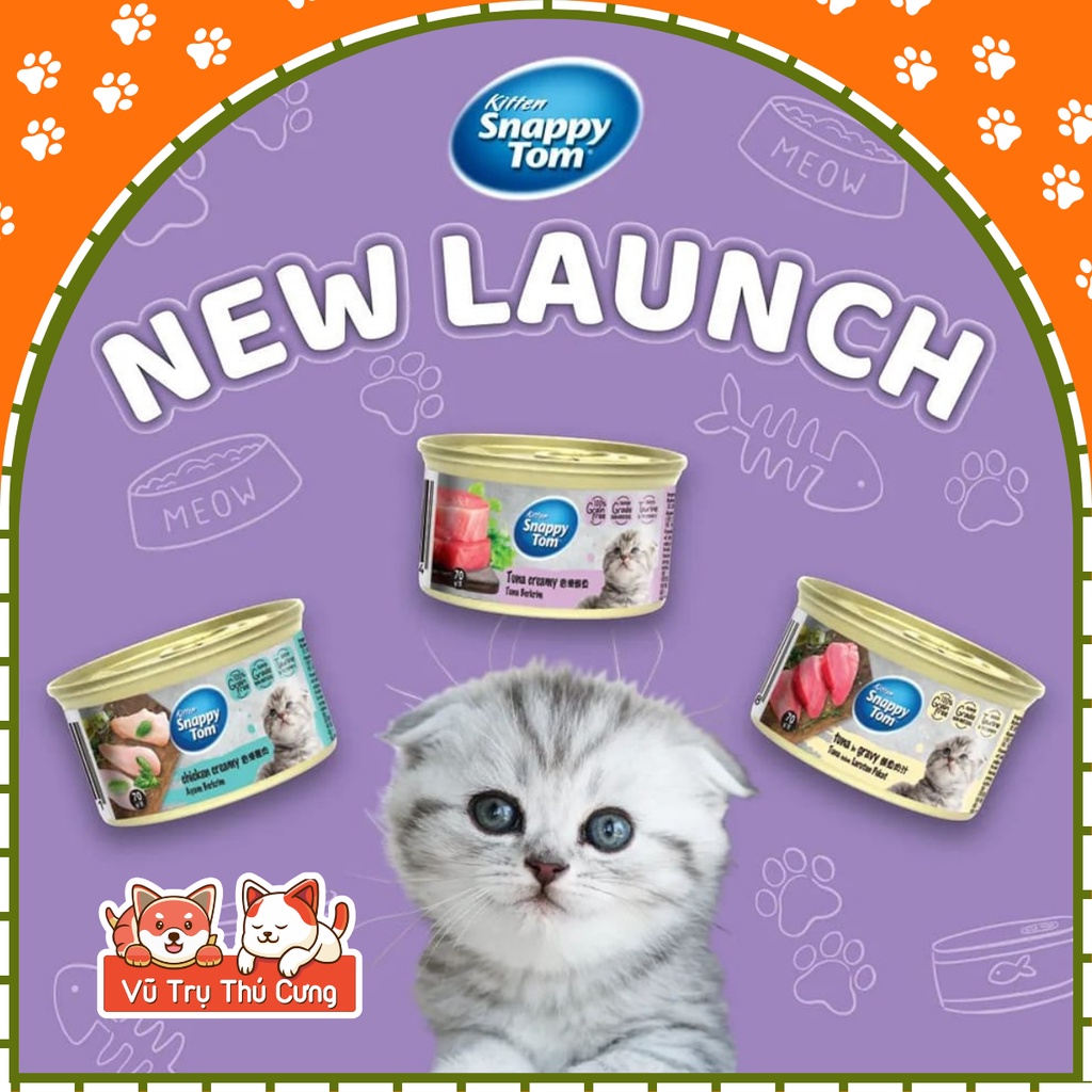 Combo 6 lon Pate Snappy Tom Kitten dành cho Mèo Con Creamy 70g