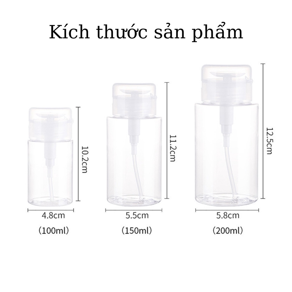 Lọ Chiết Nước Tẩy Trang, Toner Có Nút Nhấn (100ml/200ml-  Chai Chiết Mỹ Phẩm Tiện Lợi Dễ Sử Dụng 38