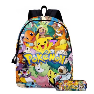 Bộ Ba Lô + Túi Đeo Vai + Ba Lô Hình pokemon pikachu Hoạt Hình Cho Học Sinh Tiểu Học