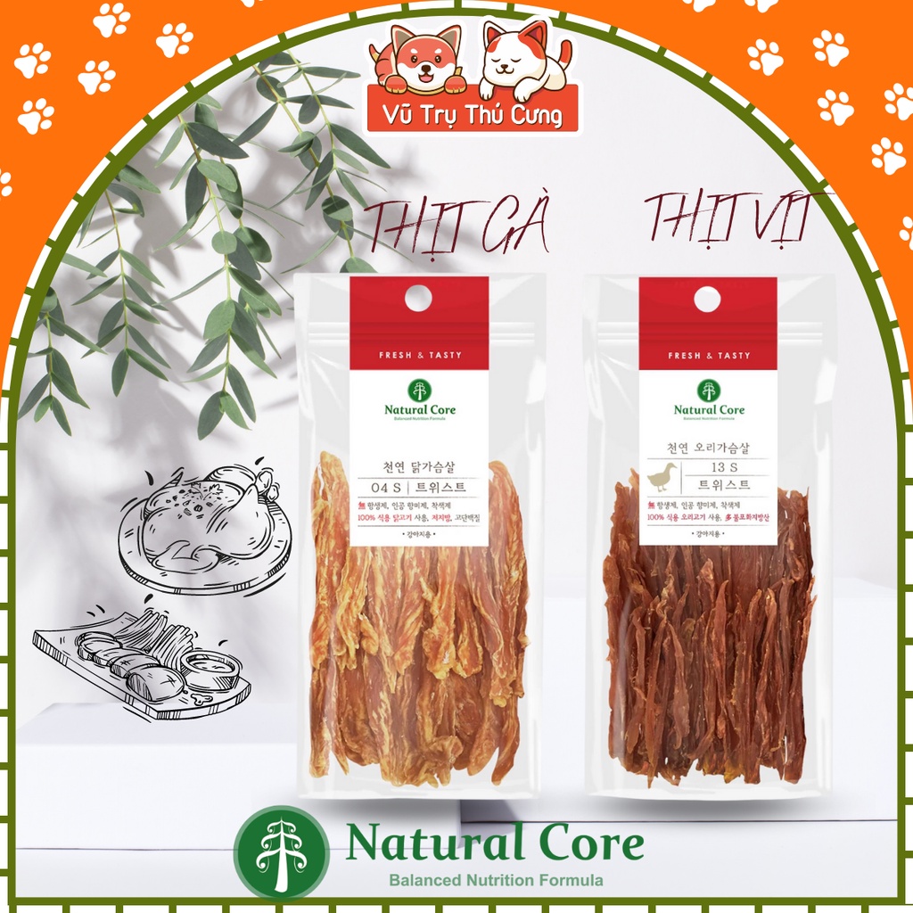 Snack sấy cho Chó Natural Core dinh dưỡng vị thịt gà, vịt