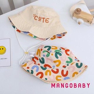 Mgg-baby Mũ Xô Trẻ Em Hai Mặt In Nhiều Màu Sắc Chữ Viền Rộng Chống Nắng Mũ Cho Bé Gái Bé Trai