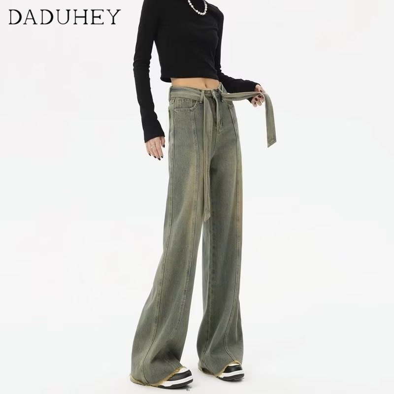 Ảnh DaDuHey New American Ins High Street Retro Jeans Niche Loose High Waist Wide Leg Pants Large Size Trousers 2