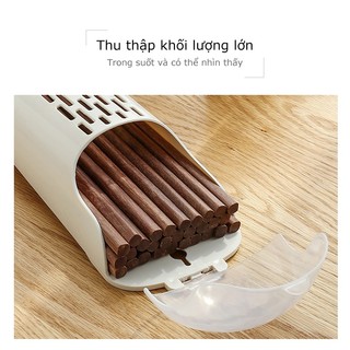 Hộp đựng muỗng đũa có nắp đậy dán tường chắc chắn, Ống đựng đũa có nắp đậy chống bụi, côn trùng tích hợp móc treo SUNNY