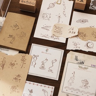 Bộ 12 Con Dấu Bằng Gỗ Trơn Kiểu Vintage Dùng Trang Trí Sổ Tay / Văn Phòng / Trường Học