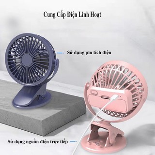 Quạt tích điện để bàn - Quạt kẹp xoay 720 ( kèm pin tích điện và dây sạc ) Q1