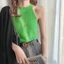 Áo tanktop SUXI dệt kim ôm sát cổ yếm đơn giản phong cách Hàn Quốc thời trang mùa hè