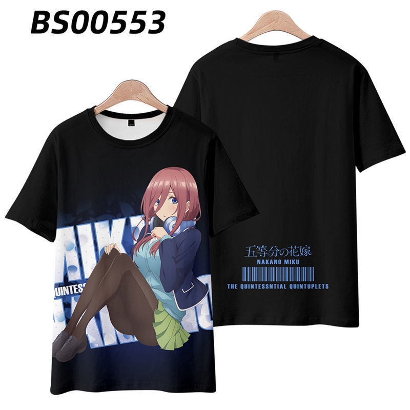 Gn The Quintuplets Áo Thun Anime Cosplay Tee Nakano Miku Harajuku 3d Áo Sơ Mi Tay Ngắn Áo Plus Size N