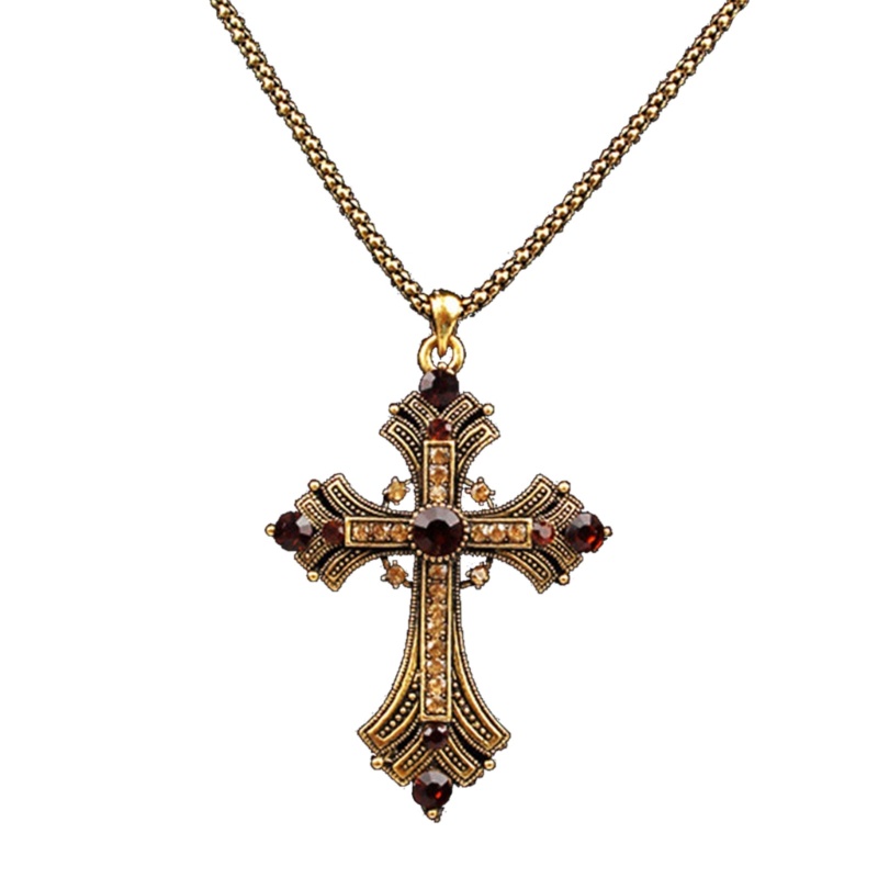 COO Vòng Cổ Chữ Thập Màu Bạc Với Pha Lê Gothic Biểu Tượng Thánh Giá Unisex Trang Sức