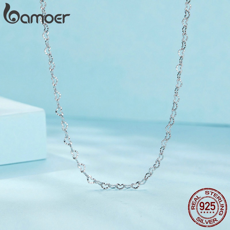BAMOER Vòng cổ bạc 925 Mặt Trái Tim Độc Đáo Thời Trang SCA026