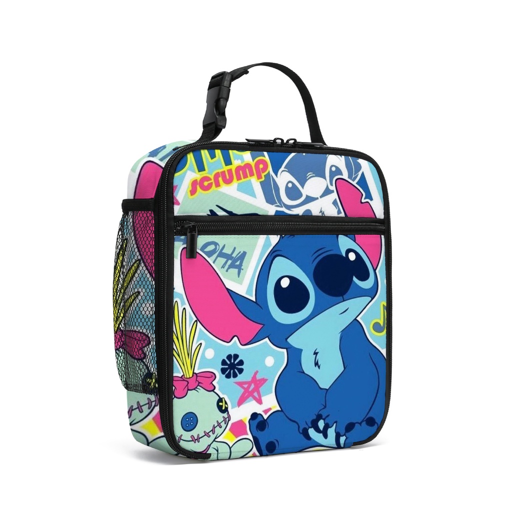 Túi Đựng Hộp Cơm Trưa Giữ Nhiệt Đa Năng In Họa Tiết Stitch Dễ Thương Cho Bé