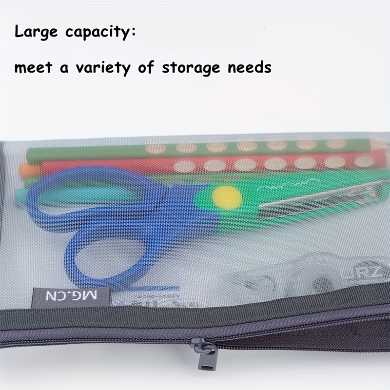 M&G Túi Đựng Bút Bằng pvc Trong Suốt Dạng Lưới Màu Xám Sức Chứa Lớn Có Khóa Kéo Nhỏ Gọn Cho Học Sinh M&G