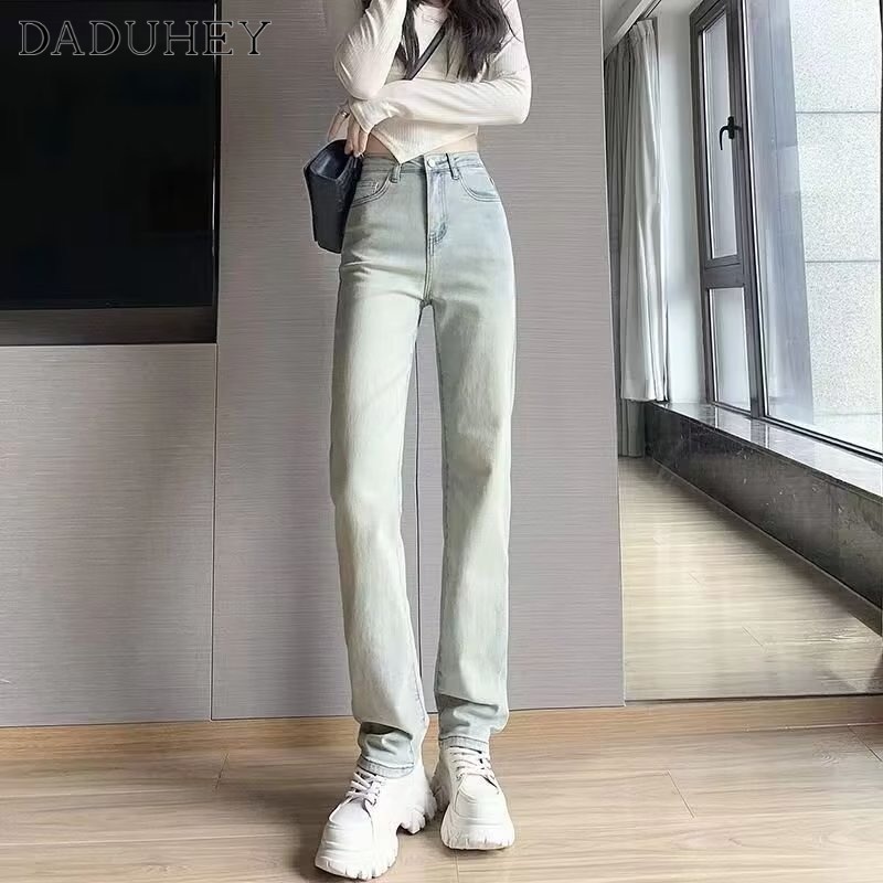 Ảnh Quần jean bùn vàng DADUHEY dáng suông dài cạp cao thời trang cao cấp đường phố kiểu Mỹ cho nữ 3