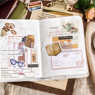 Bộ 45 Sticker Dán Trang Trí Sổ Tay Phong Cách Vintage