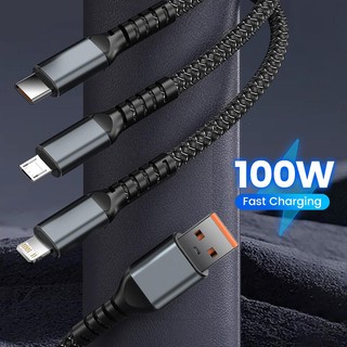 Dây Cáp Sạc Nhanh 3 Trong 1 100W Màn Hình Kỹ Thuật Số Dành Cho Xiaomi Samsung