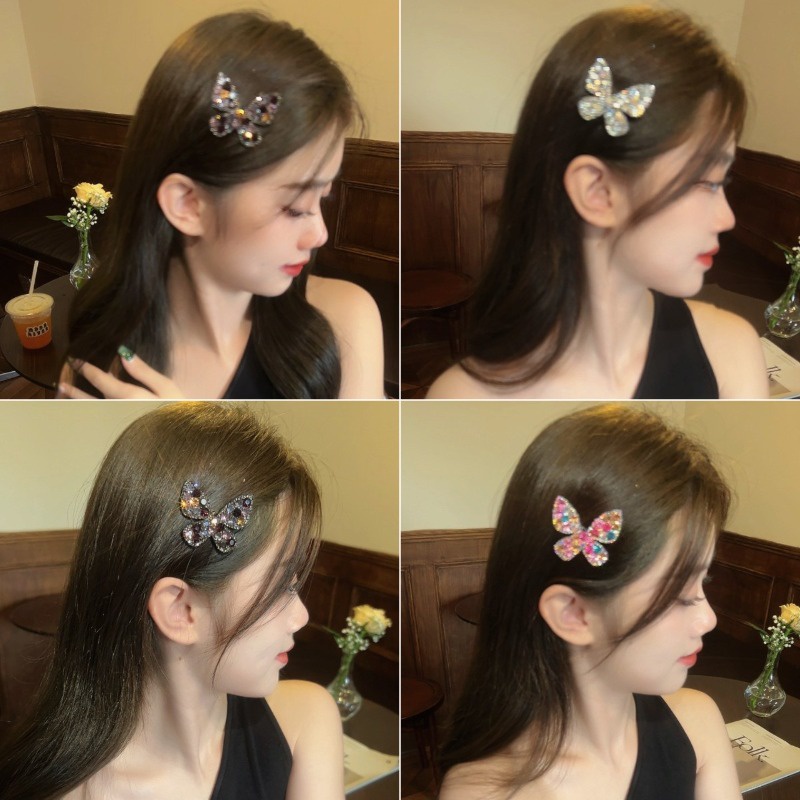 Kẹp Tóc Đính Đá Hình Hoa & Bướm Thời Trang Hàn Quốc Cho Nữ