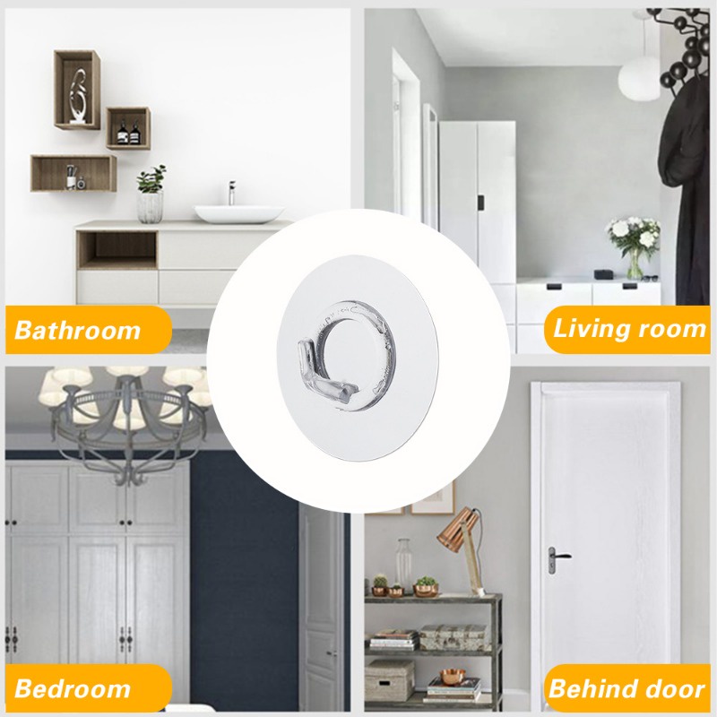 Móc Treo Đồ Dán Tường Trong Suốt Chống Nước Chịu Tải Nặng Không Đục Lỗ Cho Nhà Bếp Nhà Tắm