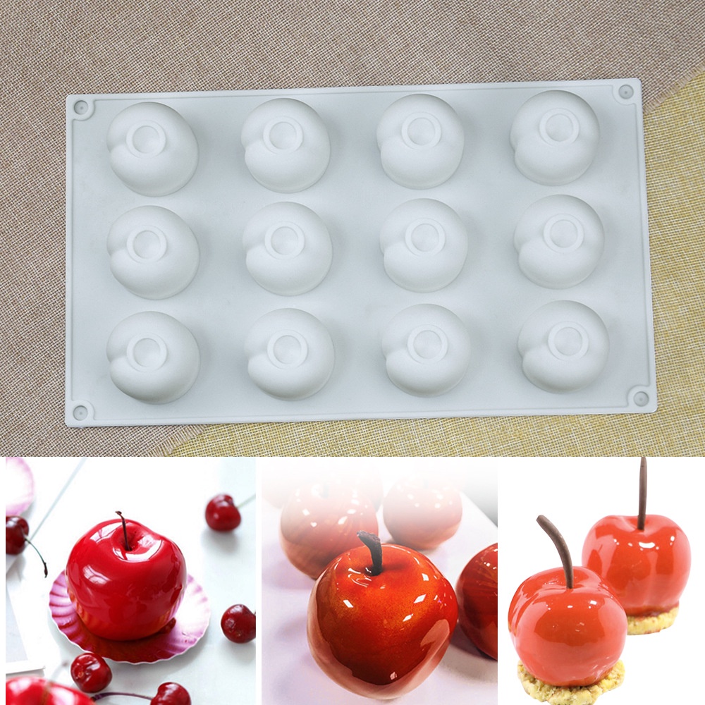 Khuôn Silicone 12 Ngăn Làm Bánh Hình Trái Cherry Xinh Xắn