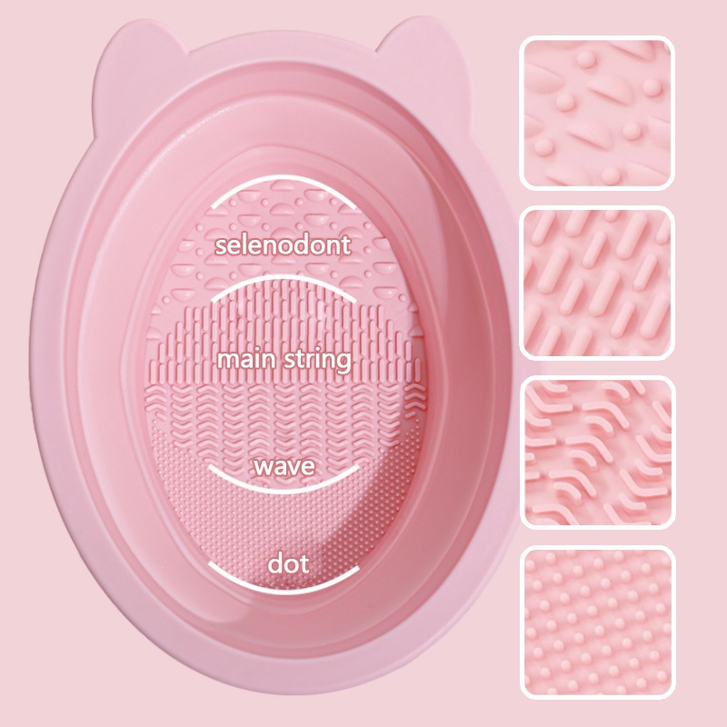 Dụng cụ Rửa Cọ Trang Điểm Bằng Silicon Với Túi Lưới Khô Thoáng Đa Năng