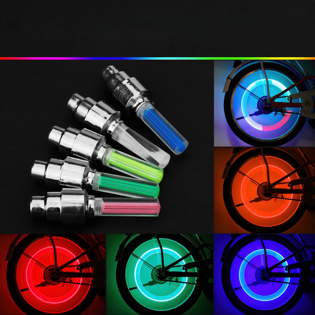 (Túi 2 chiếc) Đèn LED neon gắn van xe đạp/xe máy