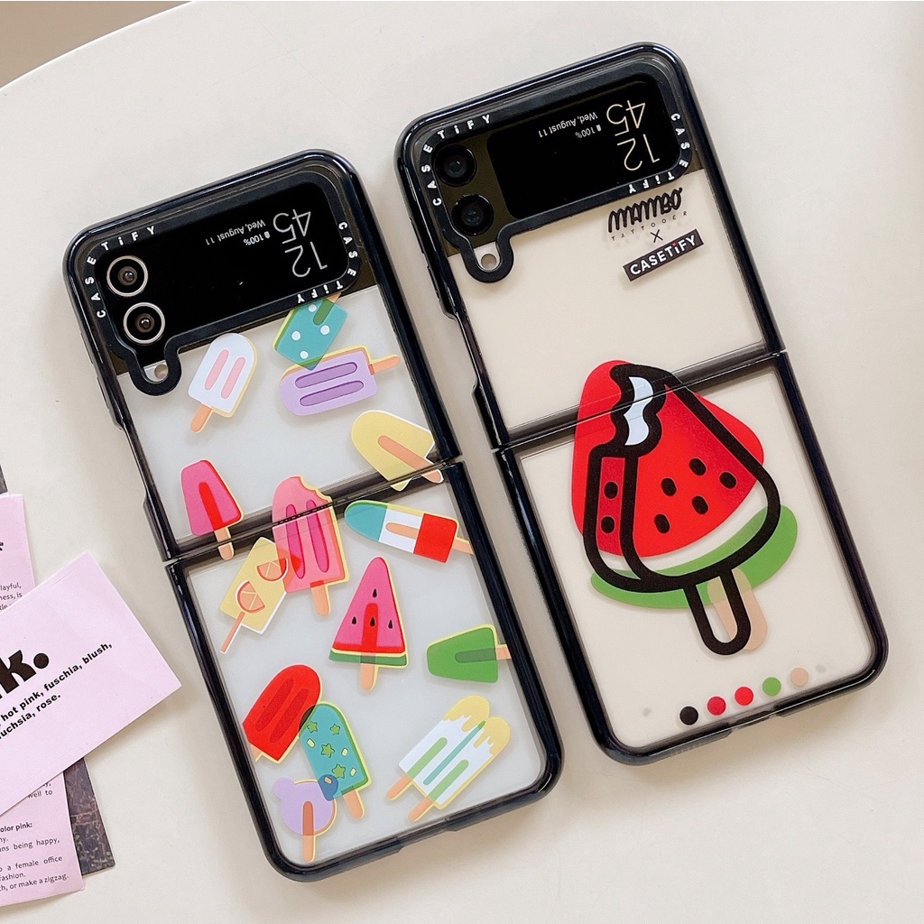 Vỏ điện thoại trong suốt popsicles casetify cho samsung galaxy z Flip 3