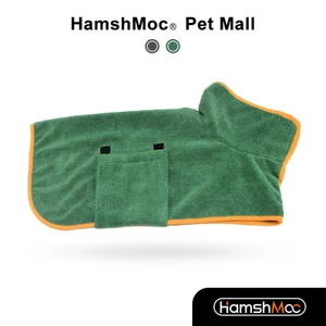 HamshMoc Áo choàng tắm siêu thấm hút nhanh khô cho chó, khăn microfiber mềm, dây điều chỉnh, chó nhỏ/vừa