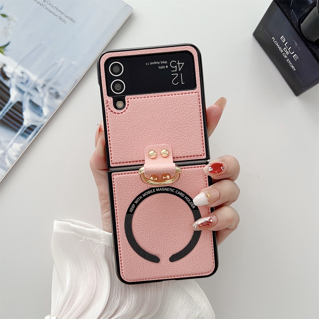 Thời Trang Vòng Da Móc Khóa Vỏ Điện Thoại Bảo Vệ Dành Cho Samsung Galaxy Z Flip 4 3 5G Chống Sốc Ốp Lưng Điện Thoại Cho Galaxy Z Flip 4 3 2 1 Phong Cách Tối Giản Với Điện Thoại Hút Từ Tính ca
