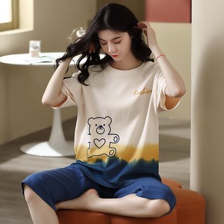 Bộ đồ ngủ cotton tay ngắn in hoạt hình dành cho nữ
