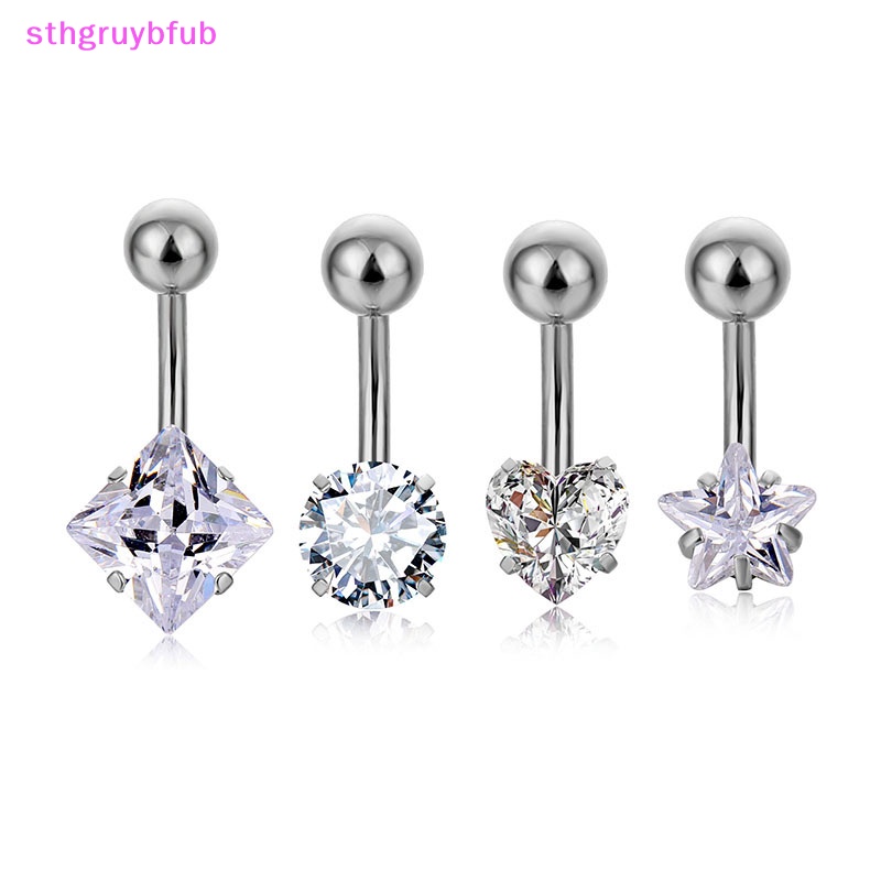 Khuyên Rốn Đính Đá Zircon Bằng Thép Không Gỉ Thời Trang Cho Nữ