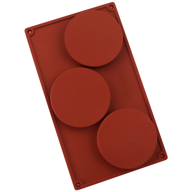 Khuôn Silicone Tròn 3 Ngăn 4Inch Tự Làm Bánh Quy / Socola Tiện Dụng