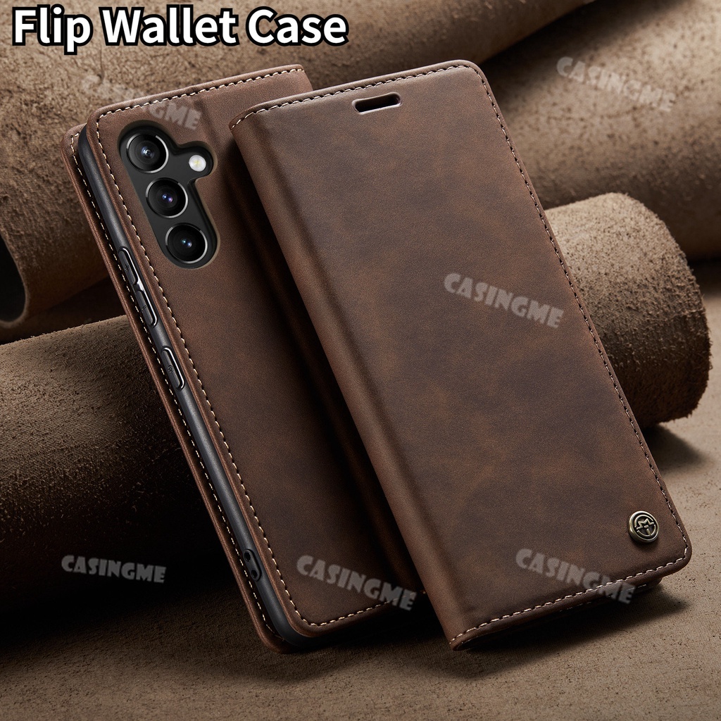 Samsunga55 5G A35 2024 Flip Matte Da PU Cho Samsung Galaxy A55 A35 A15 A05S A25 A 35 55 4G 5G 2024 Ốp lưng Khe Cắm Thẻ Bảo Vệ Chống Sốc Ốp Lưng
