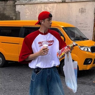 Áo Thun Tay Ngắn Cổ Tròn Dáng Rộng Phong Cách Thời Trang retro Hong Kong Cho Nam Giới
