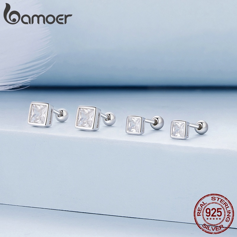 Bamoer Bông Tai bạc 925 Đính Đá Thời Trang Nữ Tính