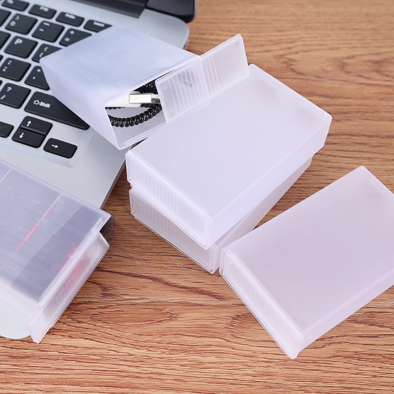 Hộp Nhựa Trong Suốt Hình Chữ Nhật Có Nắp Trượt Đựng Dây Cáp Dữ Liệu / Trang Sức Để Bàn