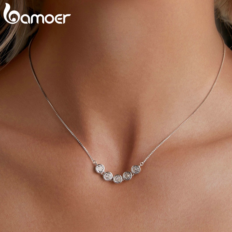 Vòng cổ BAMOER bạc 925 vvs1 d màu 0.3 carat đá moissanite chính hãng MSN022