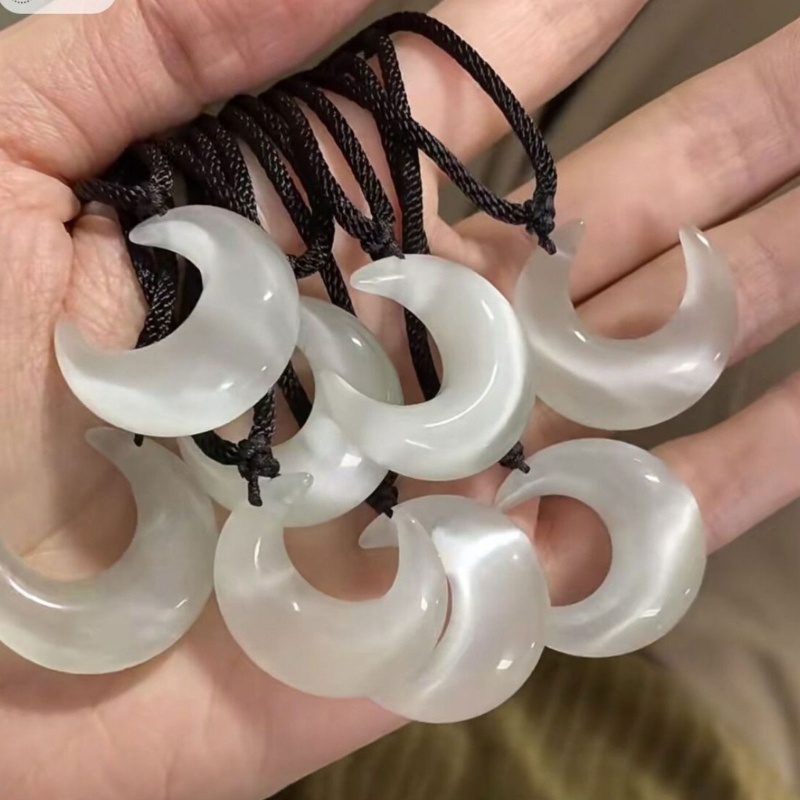 Coo Vòng Cổ choker Dây Đen Mặt Trăng Khuyết Đính Đá Pha Lê Có Thể Điều Chỉnh